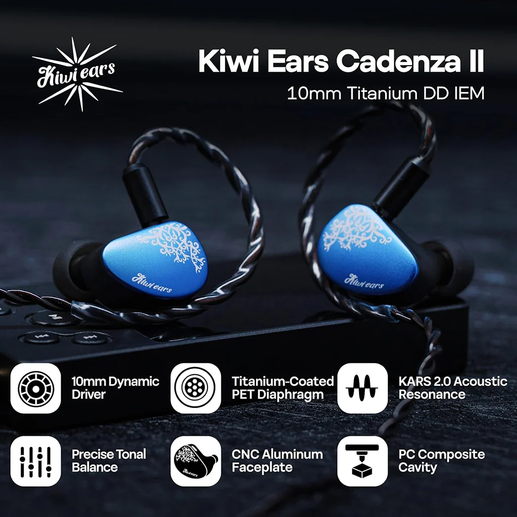 Kiwi Ears - Cadenza II 10mm Titanium-Coated PET DD In-Ear Monitor - Image 2
