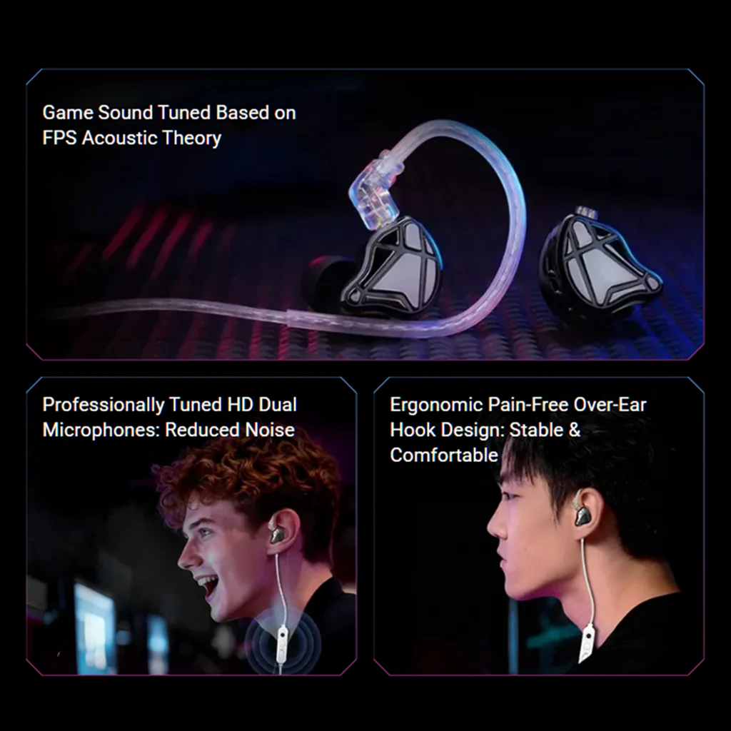 KZ - Axas Gaming IEM with DSP Sound Card & Dual Microphones - Image 6